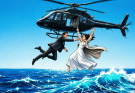 In order to claim the inheritance, the husband pushes his pregnant millionaire wife off a helicopter, but surprisingly, she was ready.